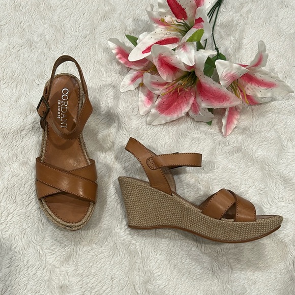 Cordani Calzature Brown / Camel Sandal Wedge Heels - Made in Italy - Picture 1 of 9